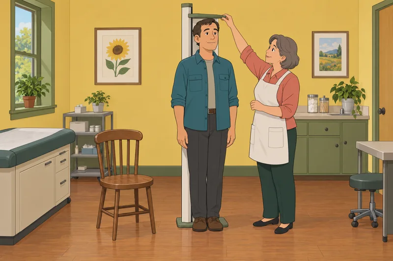 Am I Obese: a nurse checks height.