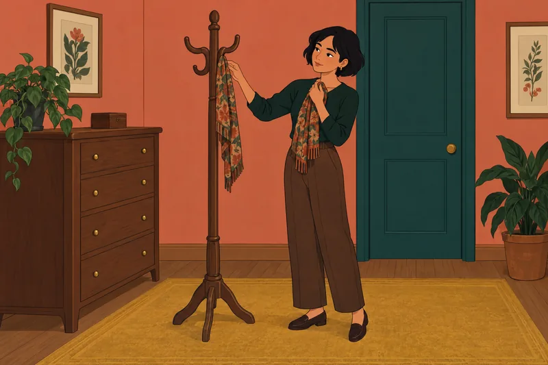 Am I Prude: a woman chooses a scarf.