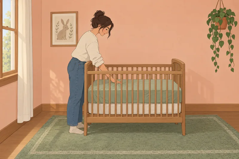 cuestionario ¿Estoy listo: una mujer prepara la cuna.