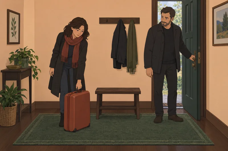 Imagen: cuestionario ¿Me estoy: maleta junto a puerta.
