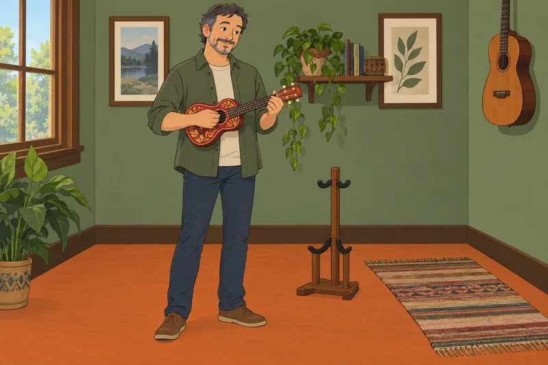 cuestionario ¿Soy especial?: hombre afina un ukelele.