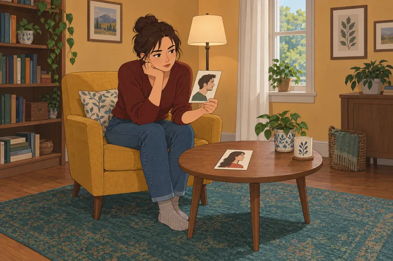 Am I Straight: a woman compares portrait cards.