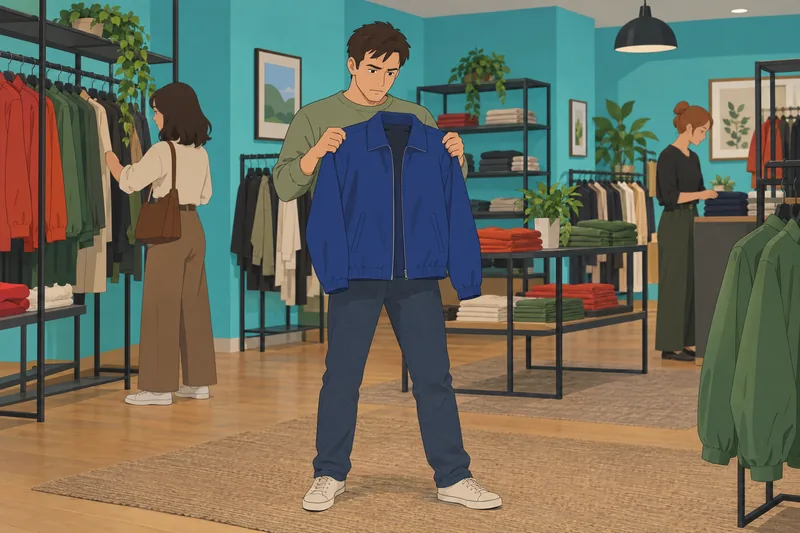 Am I Ugly: A shopper weighs a jacket.
