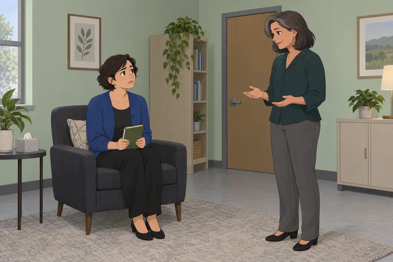 Am I Unlovable shows a calm clinic conversation.