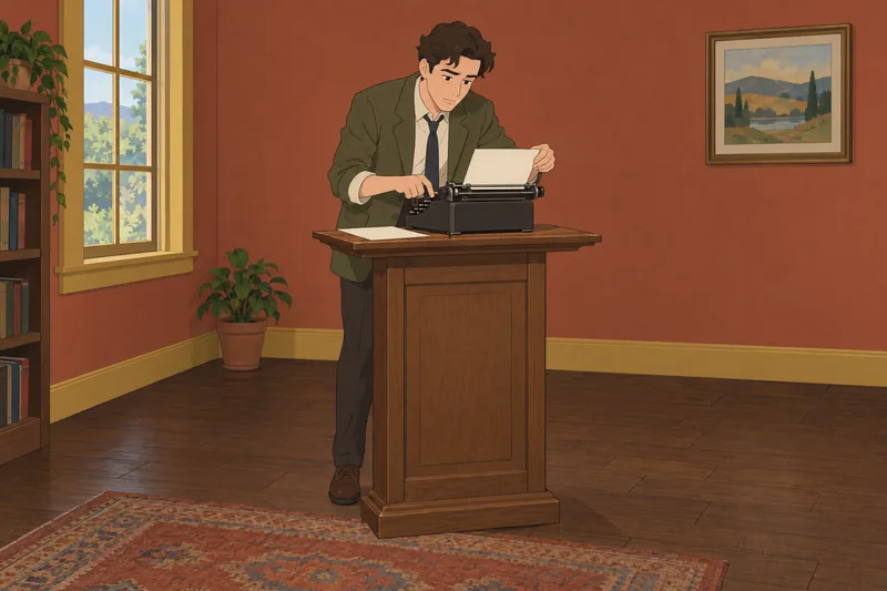 American Literature Quiz shows a writer typing.