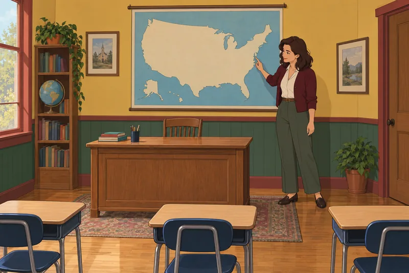 Escena de conocimientos sobre Estados Unidos: mapa.