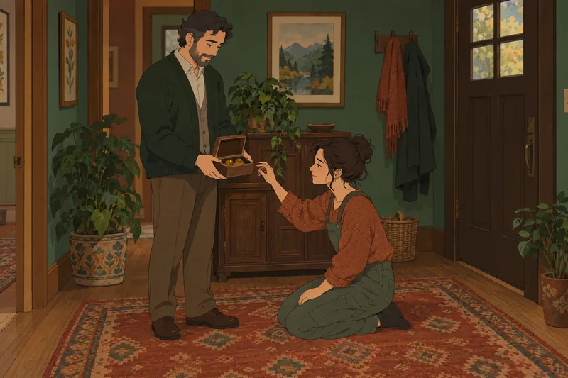 Sex Test: two adults arrange a keepsake.