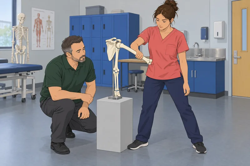 Anatomical Terms Quiz: a trainee rotates a joint.