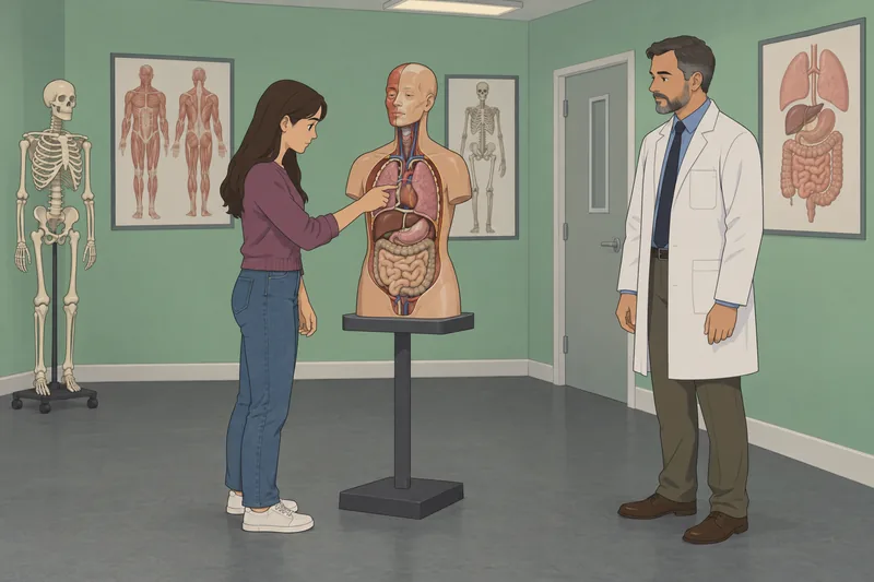 Anatomy and Physiology learners study a torso.