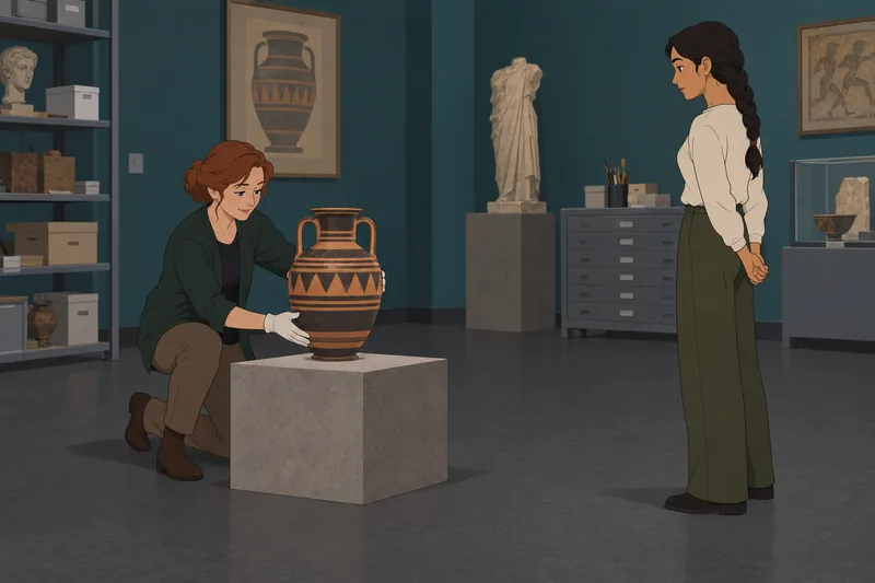 Ancient History Quiz shows museum artifact work.