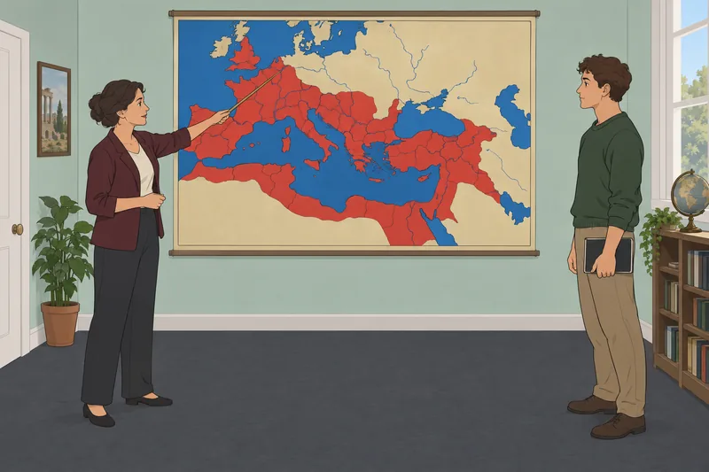 Ancient Rome Map fills the classroom wall.