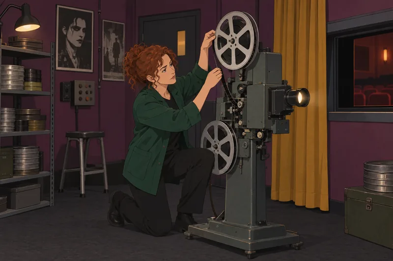 Andy Biersack Quiz: archivist threads a film reel.