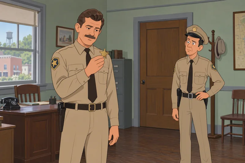 Andy Griffith Quiz appears inside Mayberry's sheriff office.