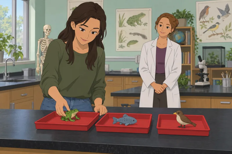 Animal Classification Quiz shows sorted animal models.