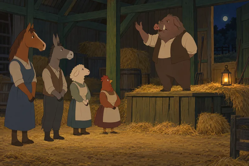 Animal Farm Chapter: Old Major addresses the animals.