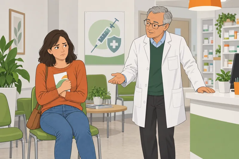 escala de actitudes retrata dudas en una farmacia.