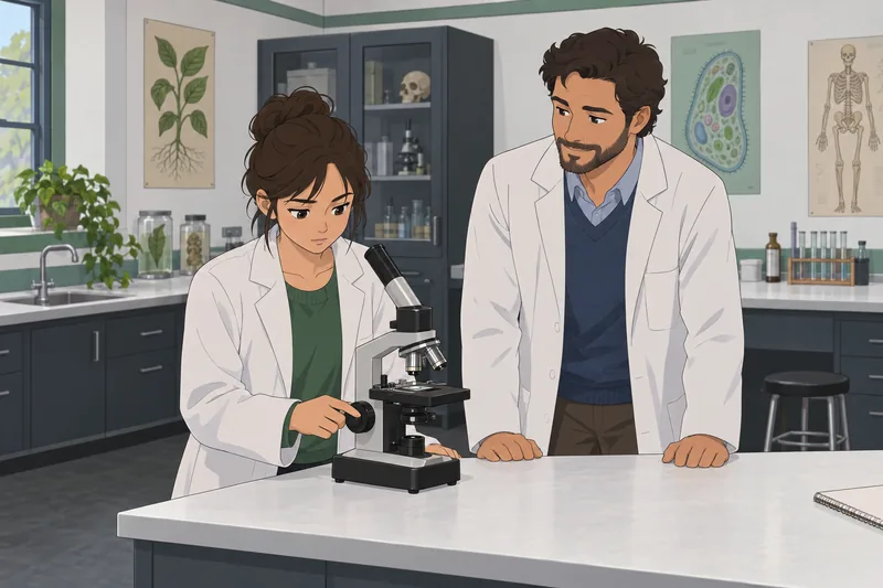 cuestionario de práctica muestra microscopio en uso.