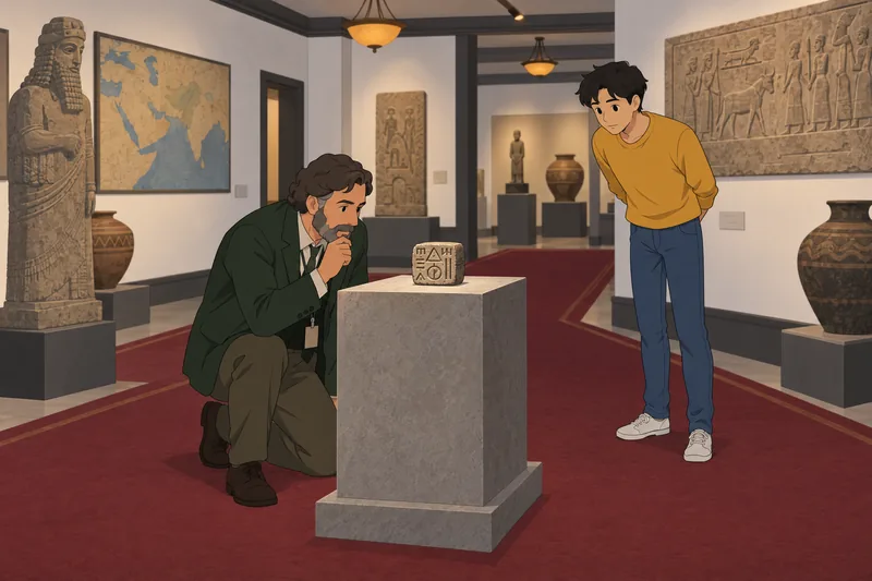 AP World Unit visitors examine an ancient seal.