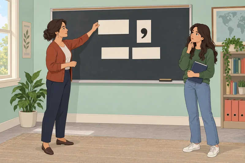 Appositive Quiz shows a classroom punctuation lesson.