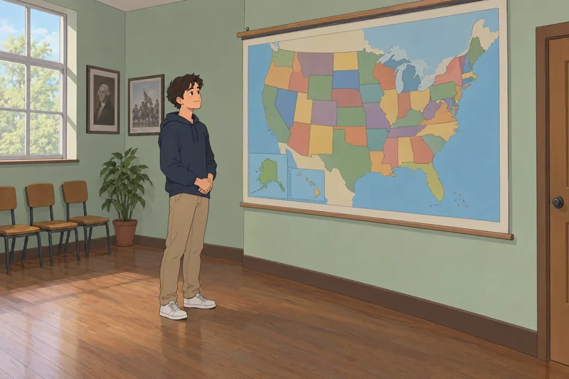 El cuestionario de APUSH muestra un mapa histórico.