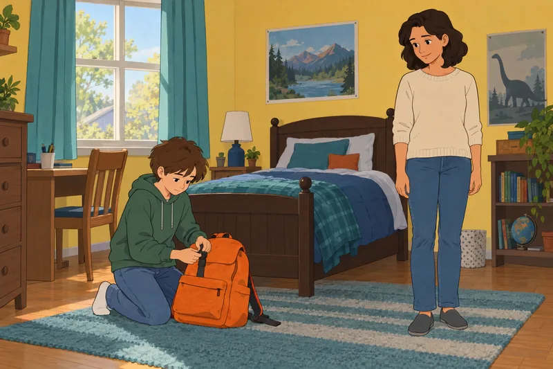 cuestionario ¿Mis padres: niño prepara su mochila.