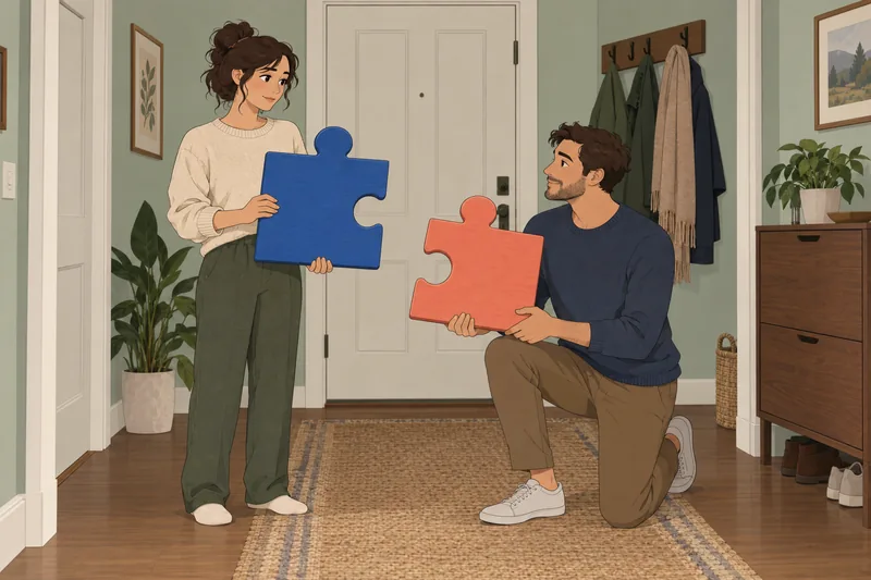 Are We a? Partners compare two puzzle pieces.