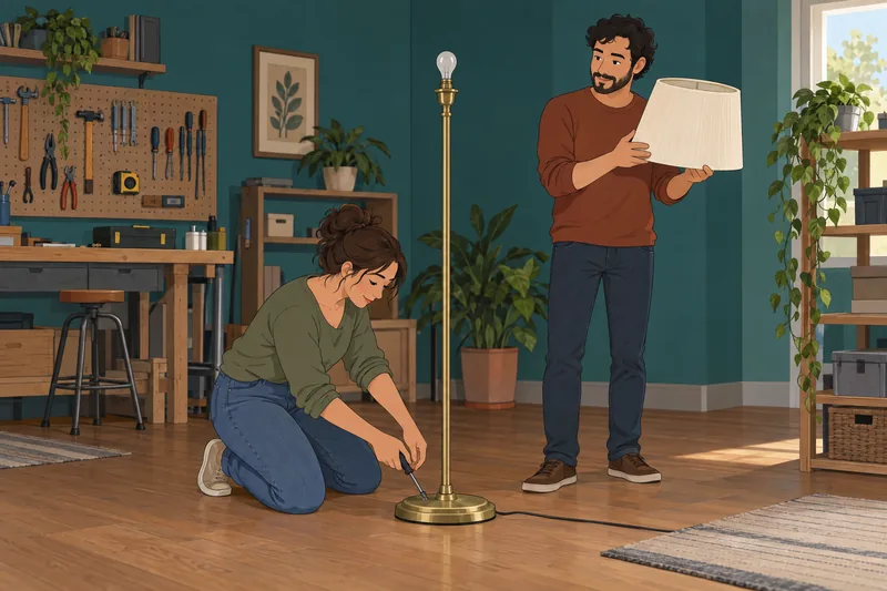cuestionario ¿Hacemos buena? La pareja repara una lámpara.
