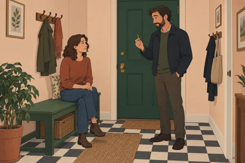 Are We Friends shows friends beside one door.
