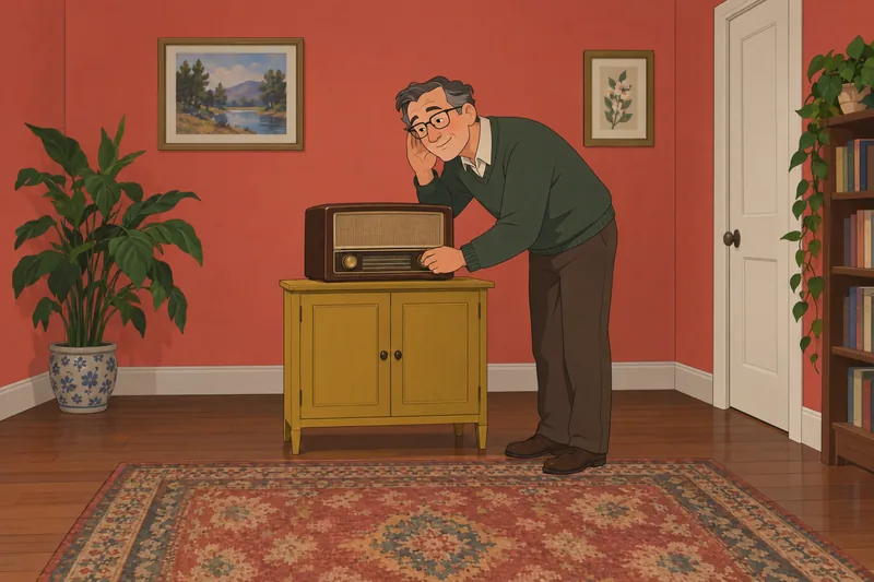 Viewer or Listener? He leans toward the radio.