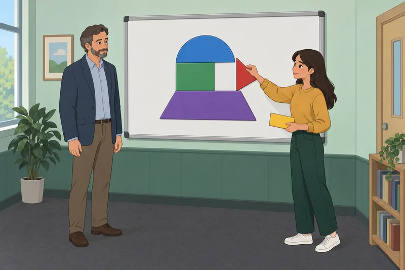 Area of Composite lesson shows shape pieces.