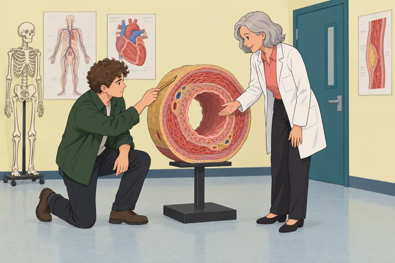 Arteries Quiz presents an artery-wall layer sculpture.