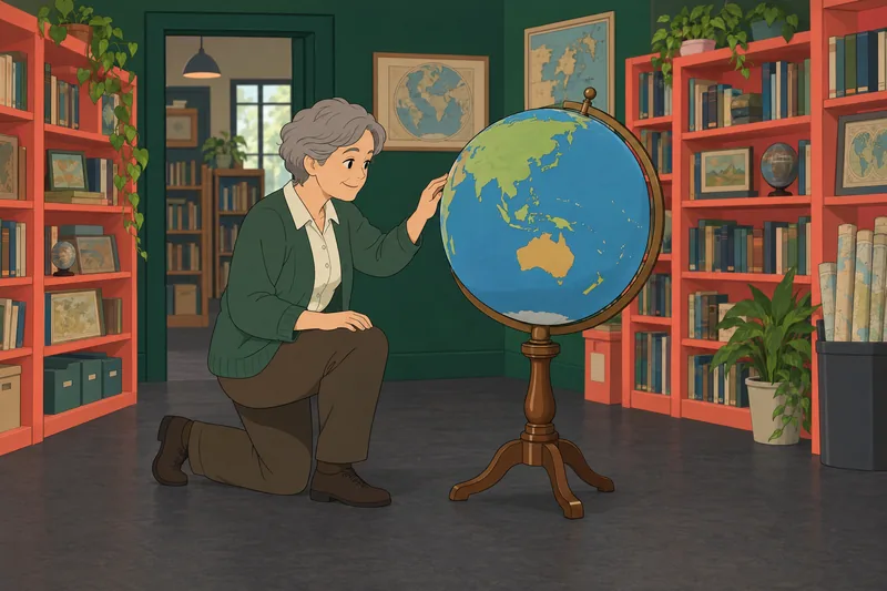 El cuestionario del mapa gira sobre un globo.