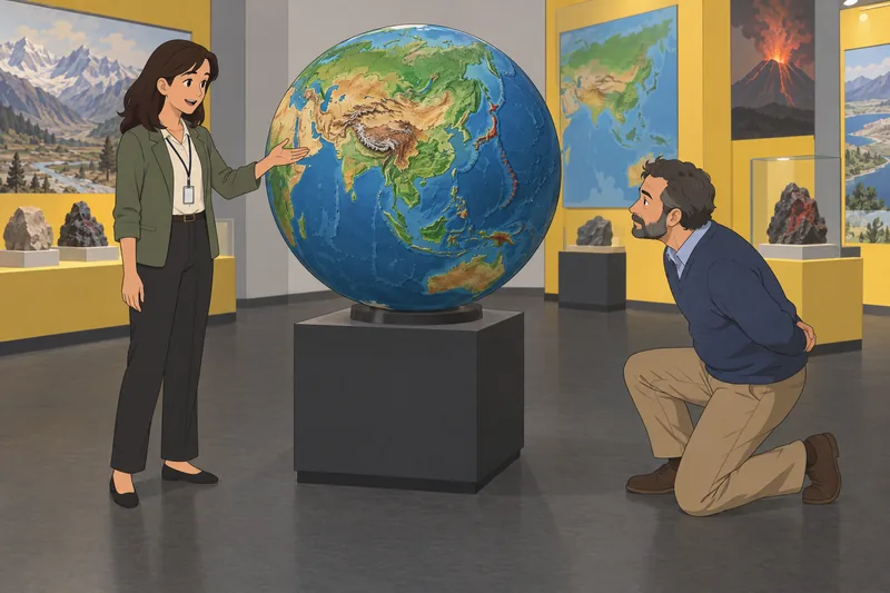 Asia Physical Features surround a raised globe.