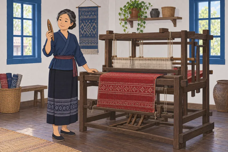 Un cuestionario sobre las culturas asiáticas muestra telar.