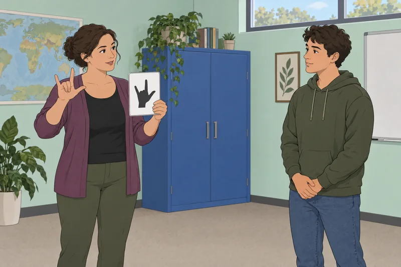 ASL Alphabet Quiz shows a learner studying handshapes.