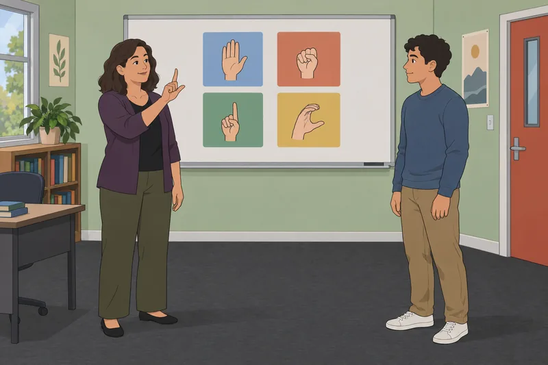 ASL Fingerspelling Quiz shows a learner practicing.