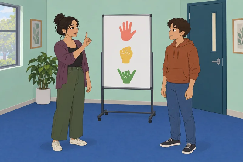 ASL Quiz shows a learner practicing handshapes.