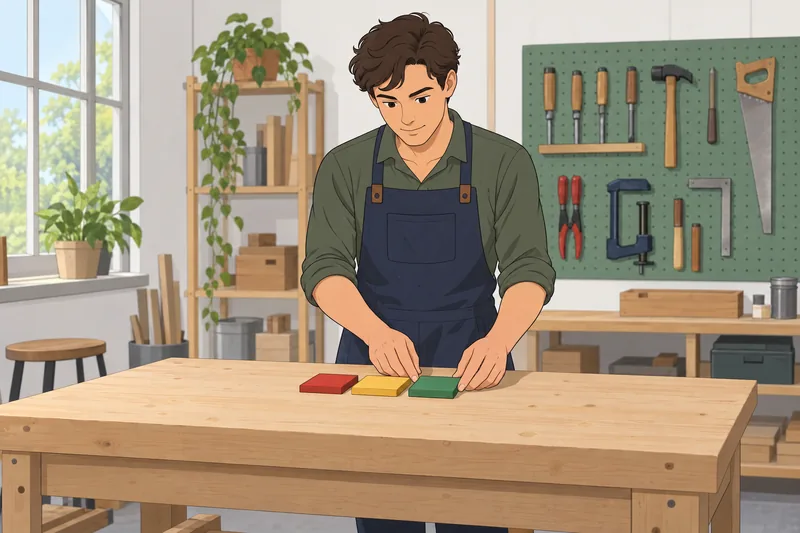 Aspergers Quiz: adult sorting tiles in workshop.