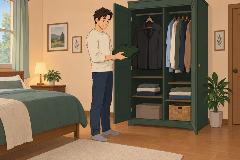 Escena de evaluación del estado en un dormitorio.