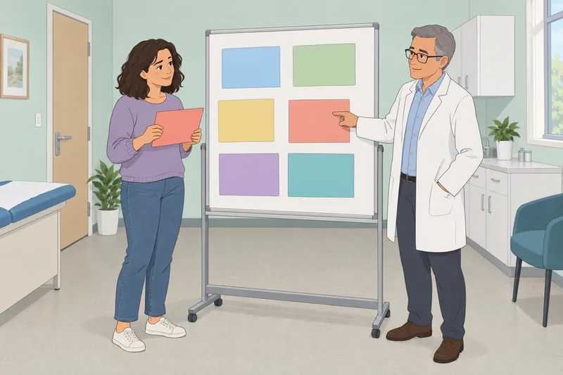 Escena de evaluación del estado en clínica.