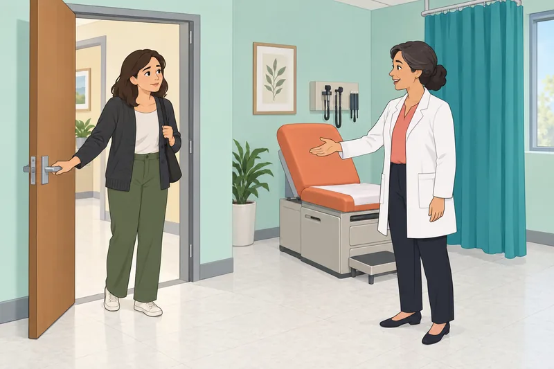 Social-Perceptual Attitude Assessment appears in a welcoming clinic.