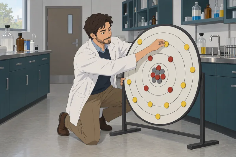 Atomic Structure Quiz: instructor arranges electron shells.