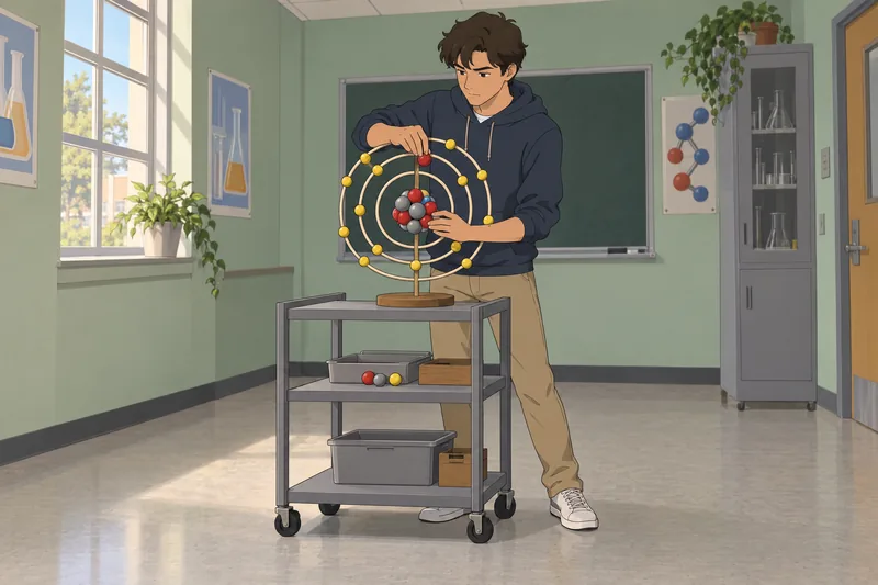 Atomic Structure Quiz: student assembles an atom model.