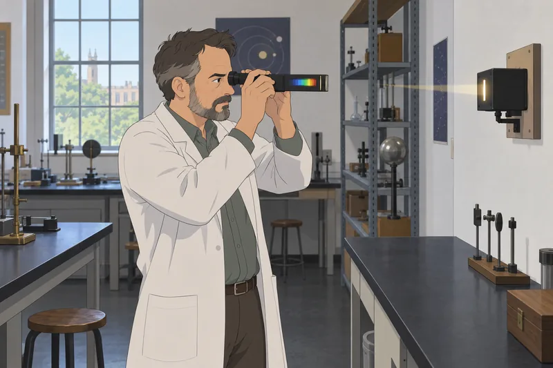 Atomic Theory Quiz shows a spectroscope experiment.