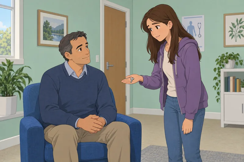 Parent Attachment Questionnaire shows a father listening.