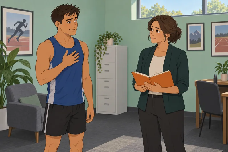 actitud hacia la — el atleta escucha apoyo.