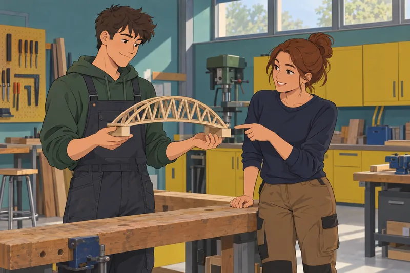 escala de actitud muestra compañeros construyendo un puente.