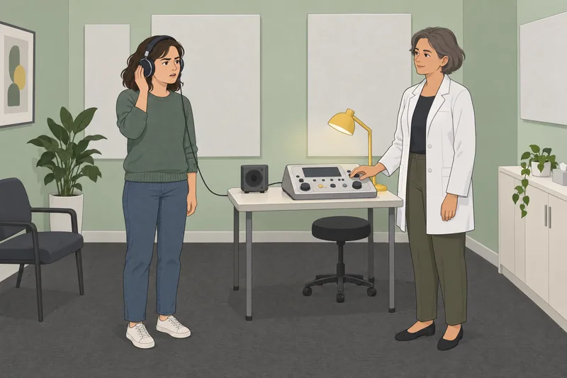 Auditory Processing Disorder listening test in a clinic.