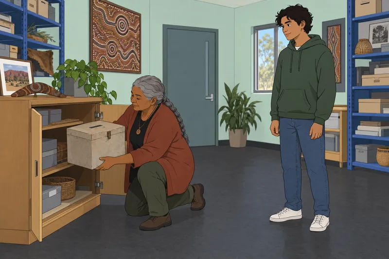 Australian History Quiz: archivist handles a ballot box.