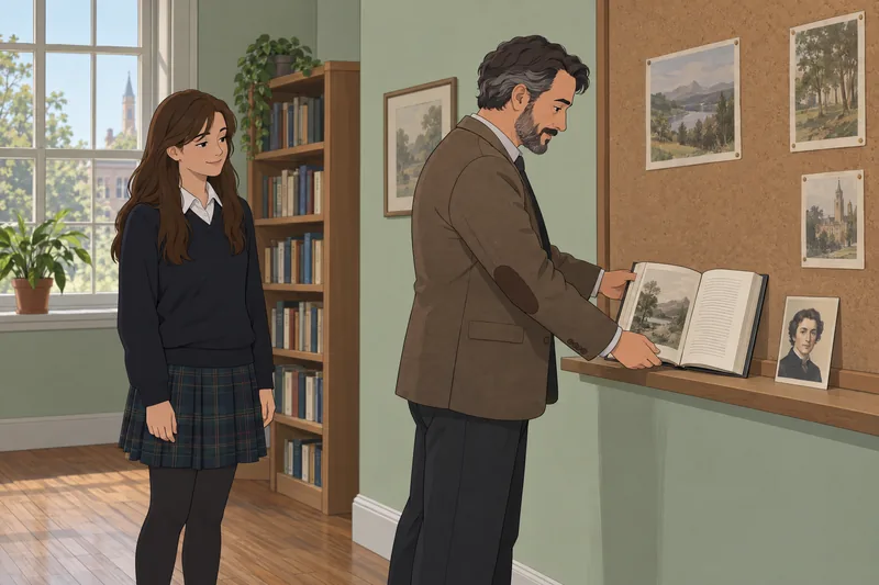 cuestionario sobre autores: un alumno reconoce un libro.